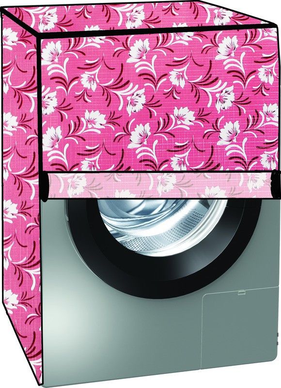 KVAR Front Loading Washing Machine Cover  (Width: 66 cm, Pink, White)
