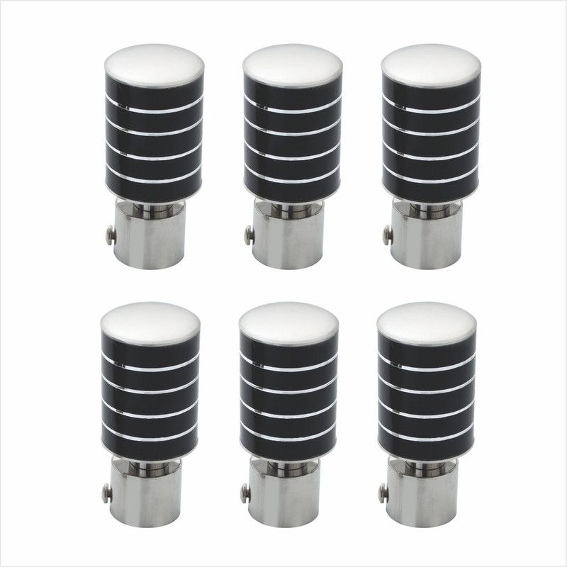 Pakhu Black, Silver Curtain Knobs, Rod Rail Bracket Metal  (Pack of 6)