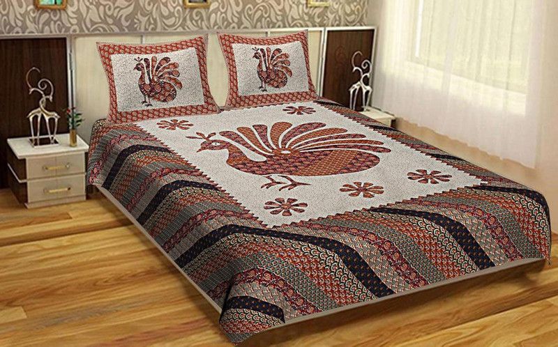 Casanest 250 TC Cotton King Printed Flat Bedsheet  (Pack of 1, Multicolor)