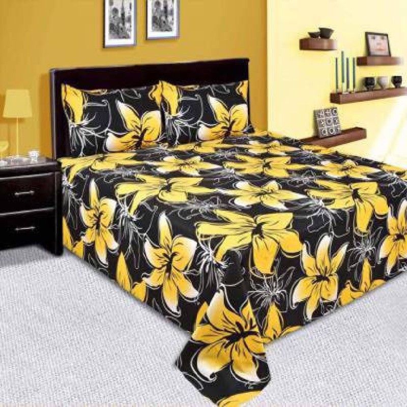 Visoka Tex 144 TC Polycotton Double Printed Flat Bedsheet  (Pack of 1, Multicolor)