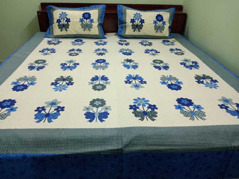 Saksham Enterprises 230 TC Cotton Double Floral Flat Bedsheet  (Pack of 1, Multicolor)
