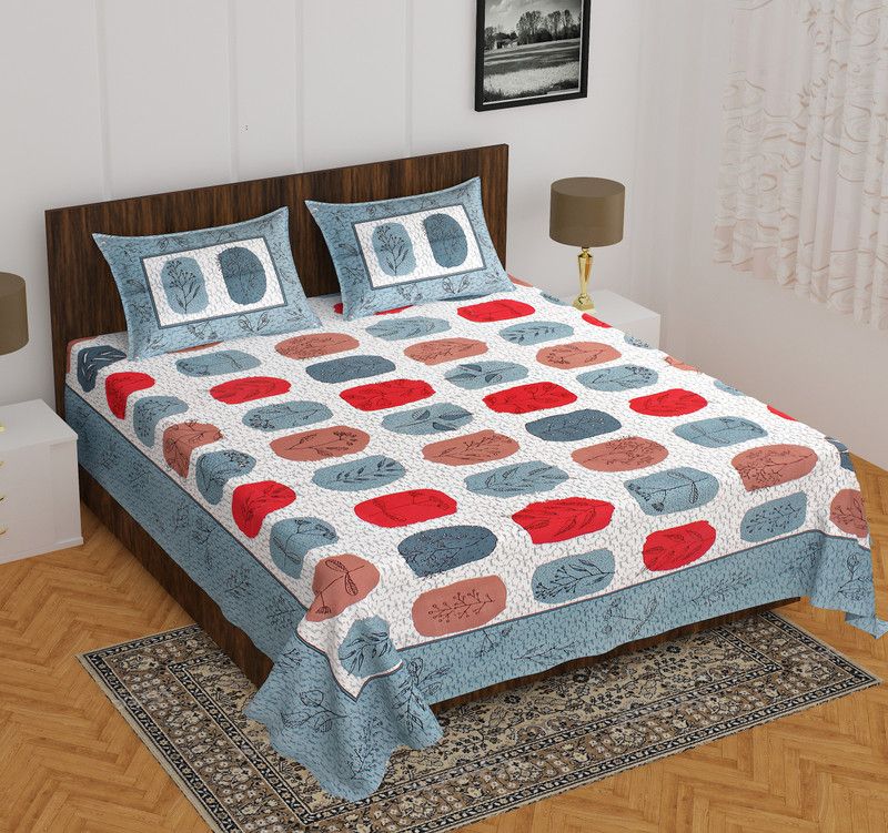 Shopaxis 150 TC Cotton Double Abstract Flat Bedsheet  (Pack of 1, Grey)