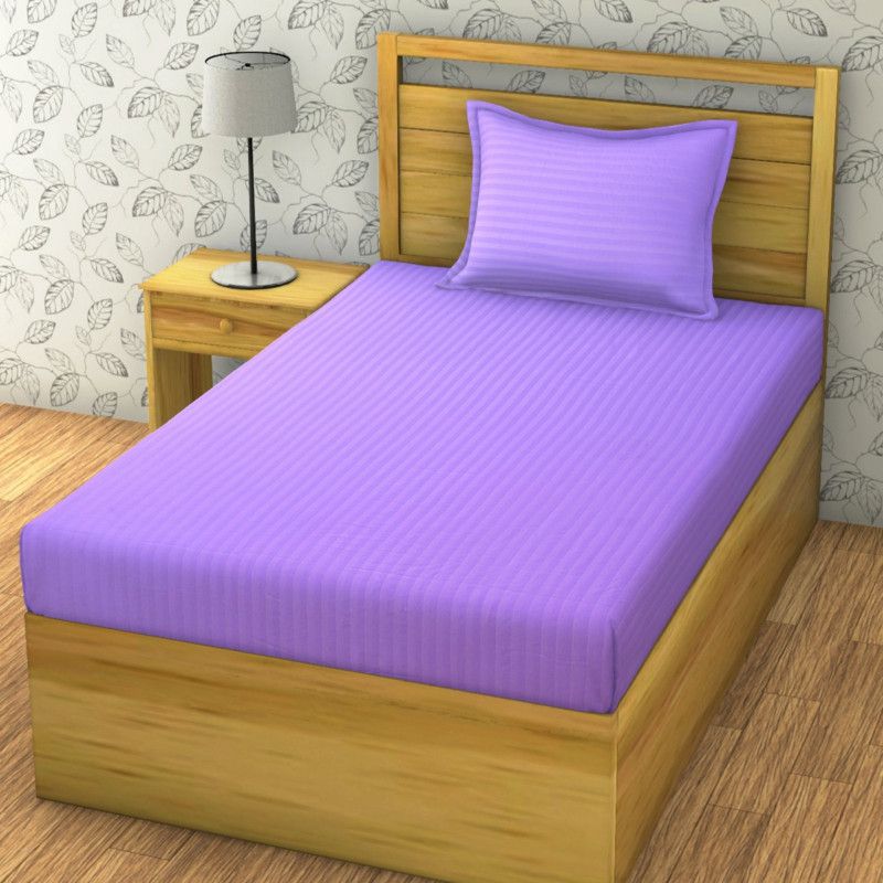Homexy 280 TC Microfiber Single Striped Flat Bedsheet  (Pack of 1, Purple)