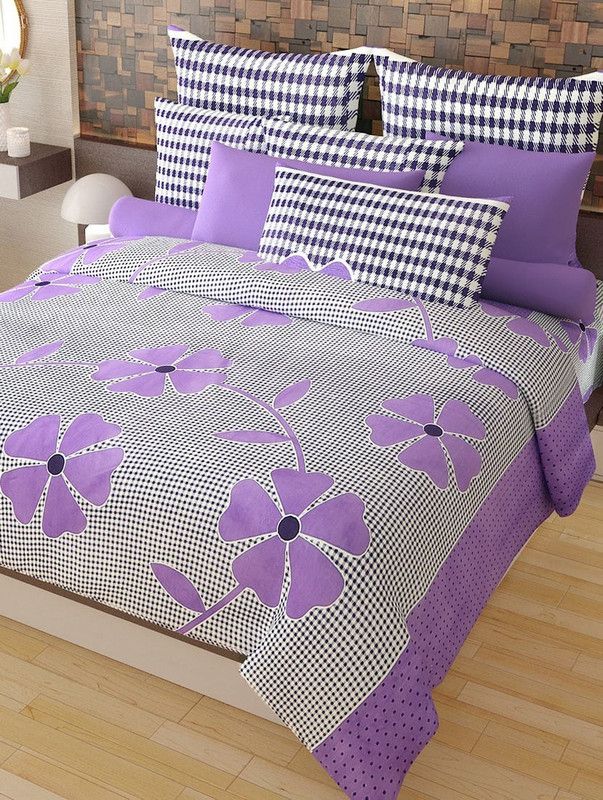 shardacollection 104 TC Polycotton Double Printed Flat Bedsheet  (Pack of 1, Multicolor)