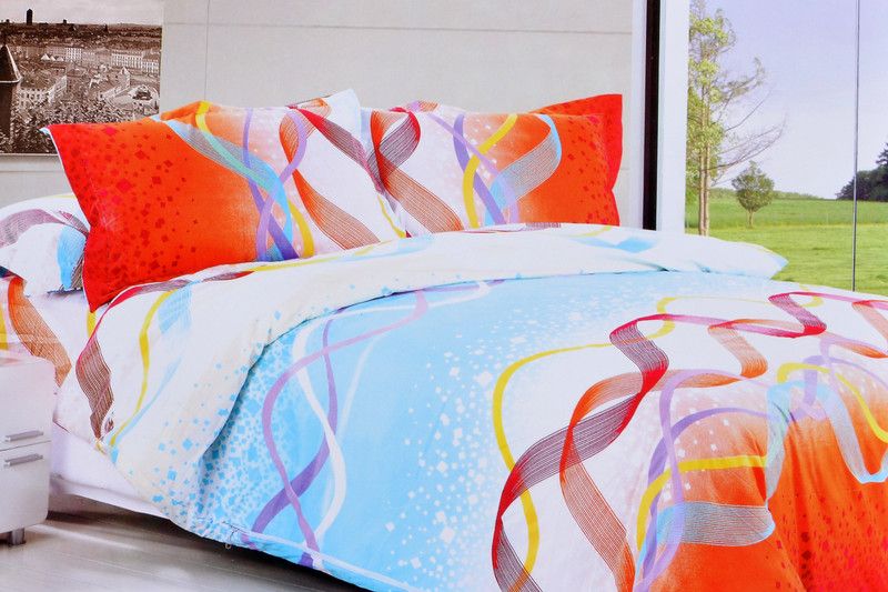 Valtellina 100 TC Polycotton Double Abstract Flat Bedsheet  (Pack of 1, Orange)
