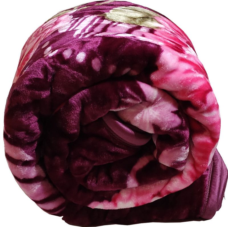COZYEXPORTS Floral Double Mink Blanket for Heavy Winter  (Microfiber, Purple)