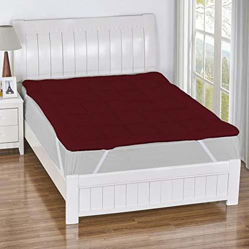 Linenovation Mattress Topper XL Size Mattress Cover  (Maroon)