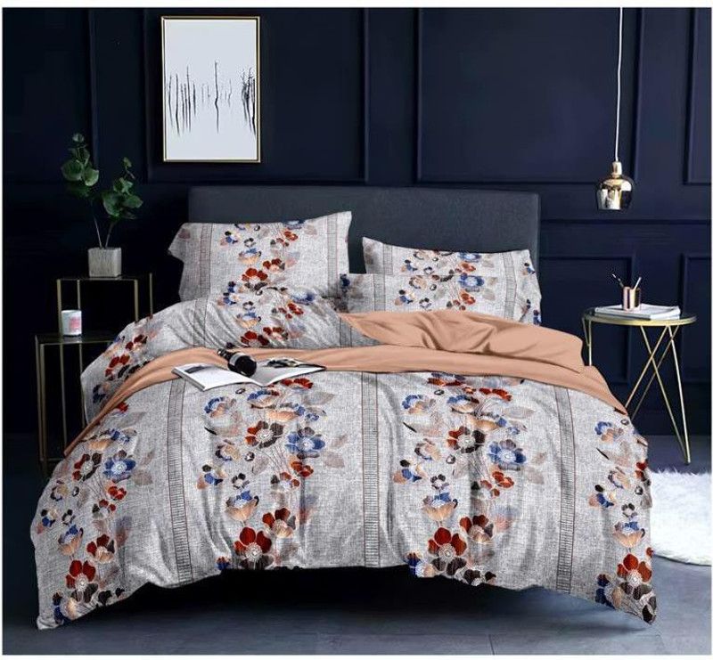 SHREE SHYAM FASHIONS 160 TC Viscose Double Printed Flat Bedsheet  (Pack of 1, Multicolor 21)