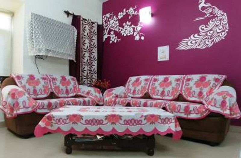 Crafting Bear Polycotton Floral Sofa Cover  (Pink Pack of 15)
