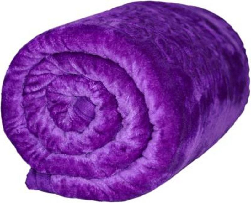 Swikon star Self Design Single Mink Blanket for Heavy Winter  (Polyester, Purple)