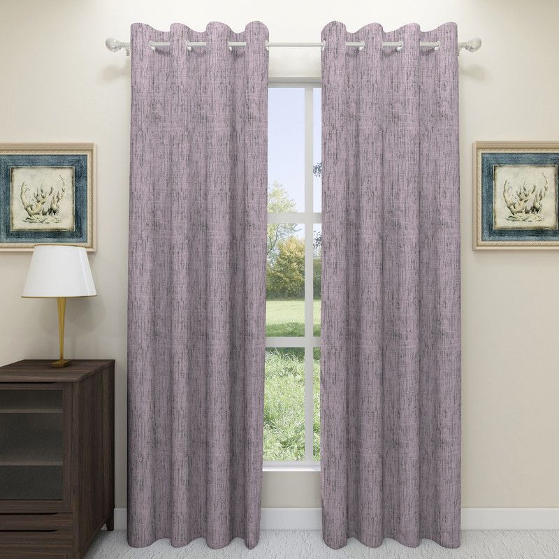 Floating Walls Furnishings 275 cm (9 ft) Polyester, Jacquard Blackout Long Door Curtain (Pack Of 2)  (Striped, Purple)