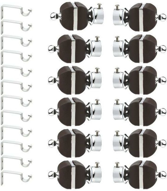 Karrington Black Rod Rail Bracket, Curtain Knobs Metal