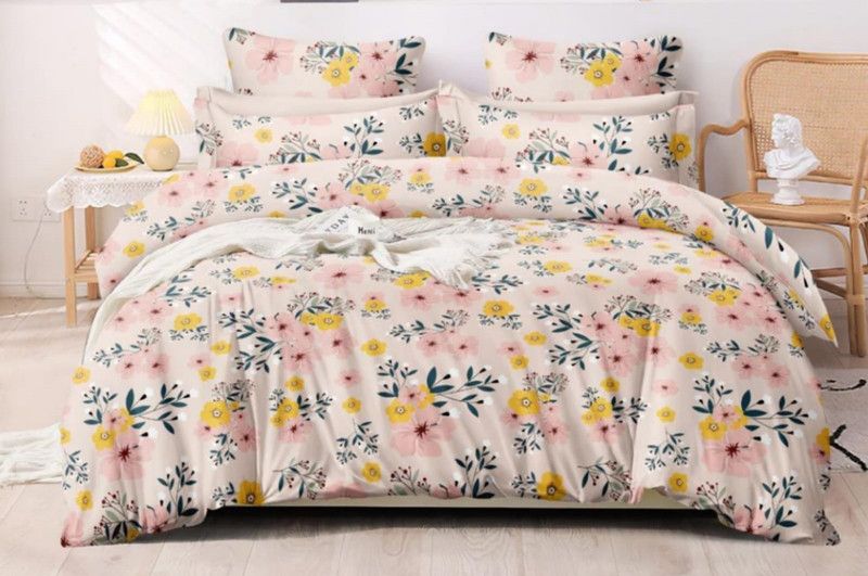 Cotton King Bedsheet  (Pack of 1, pink Flower)