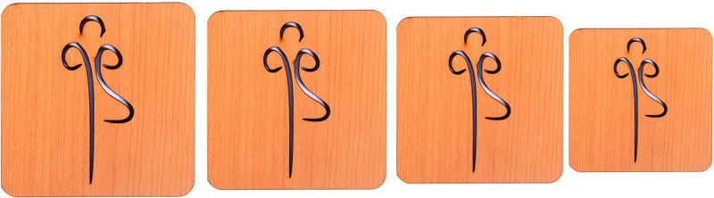 Mahanadi Square Reversible Wood Coaster Set  (Pack of 6)