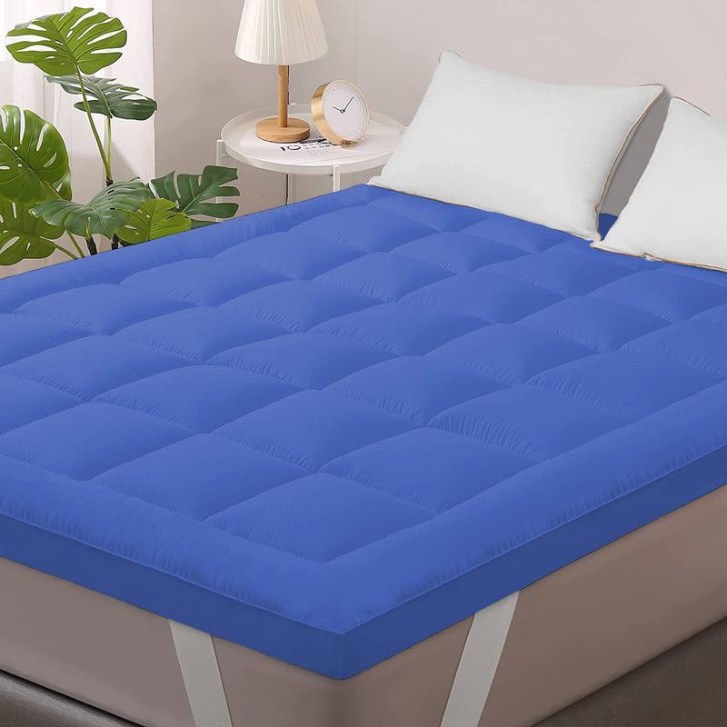 Texlux Mattress Topper Queen Size Waterproof Mattress Cover  (Blue)