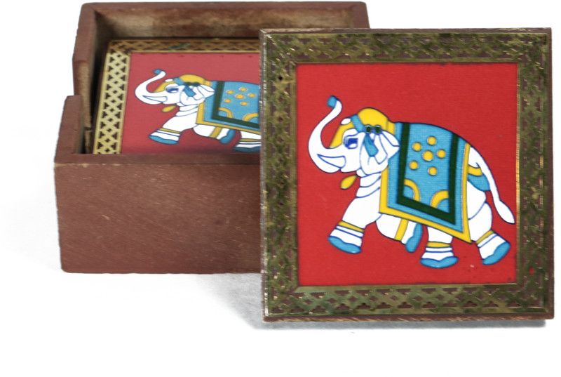 ARTHARK Square Reversible Wood Coaster  (Pack of 6)
