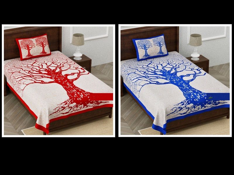 144 TC Cotton Single Jaipuri Prints Bedsheet  (Pack of 2, Design154)