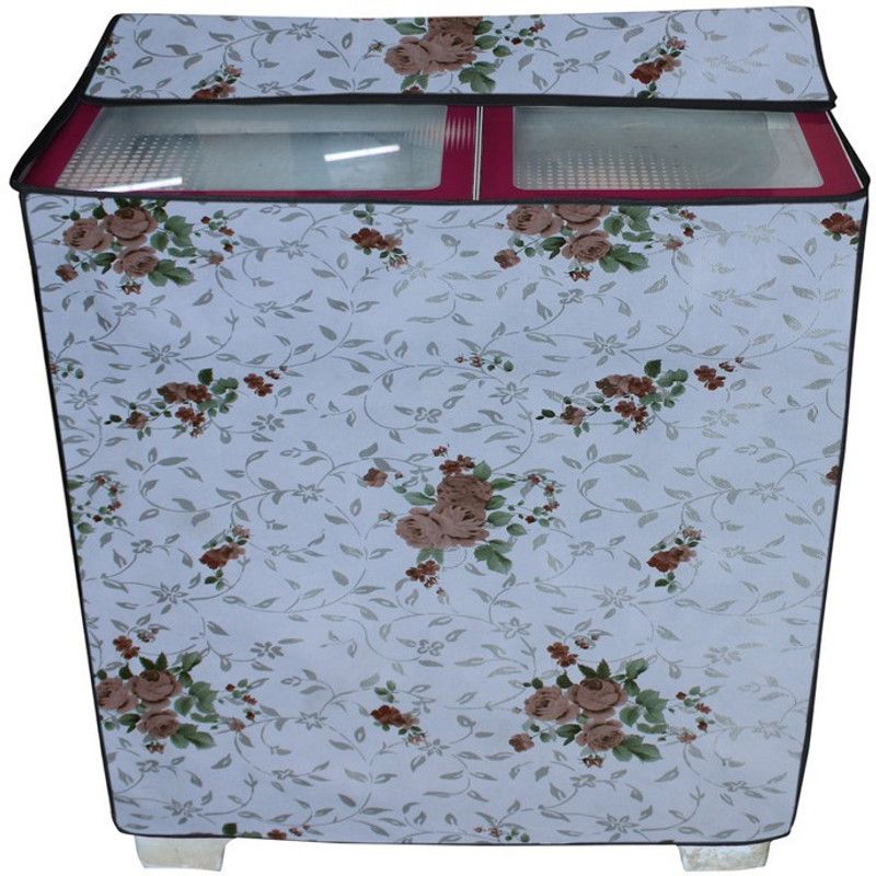 KingMatters Semi-Automatic Washing Machine Cover  (Width: 91 cm, White, Caremic)