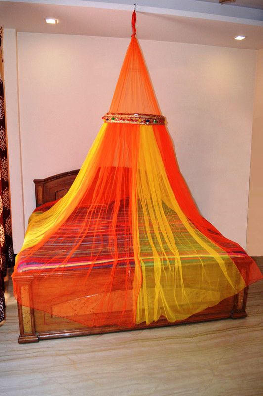 Creative Textiles Polyester Adults Washable Light weighted net Mosquito Net  (orange:red, Ceiling Hung)