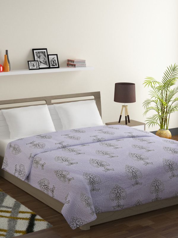 SWAYAM Floral Double Comforter for Mild Winter  (Cotton, Grey,White)