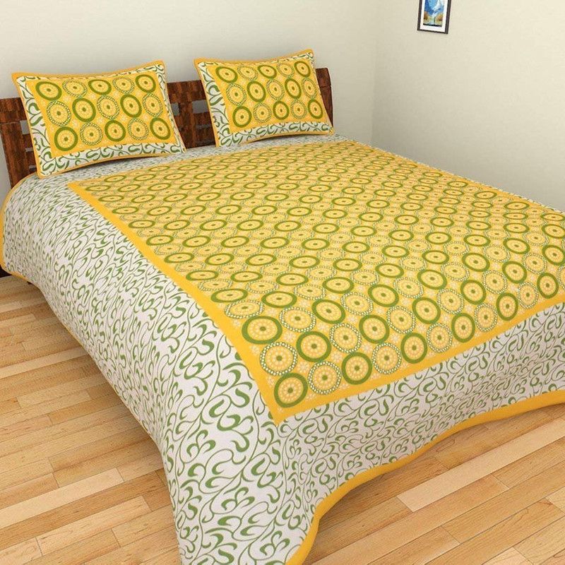 TIBRAPRINTS 144 TC Cotton Double Printed Flat Bedsheet  (Pack of 1, Multicolor)