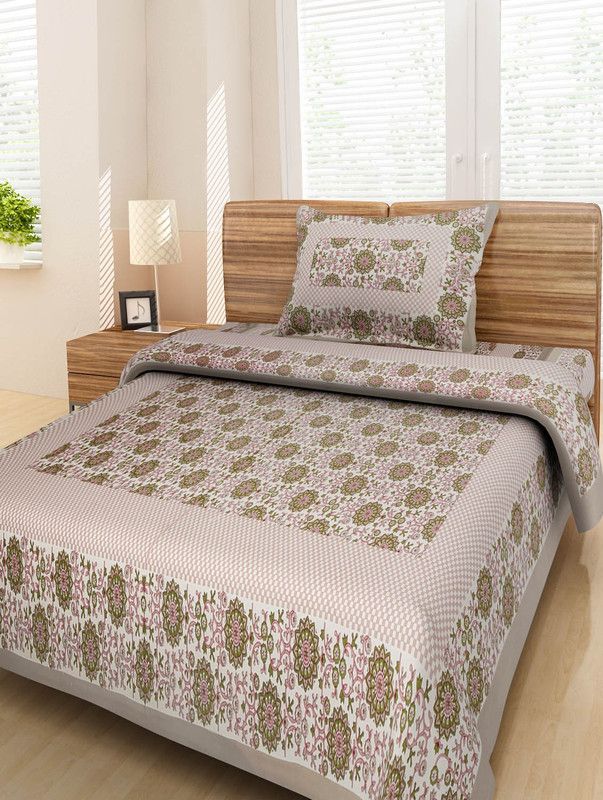 UNIQCHOICE 120 TC Cotton Single Printed Flat Bedsheet  (Multicolor)