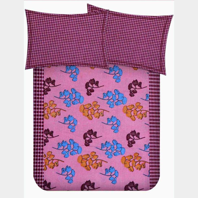 KLS 240 TC Cotton Double Floral Flat Bedsheet  (Pack of 1, Pink)