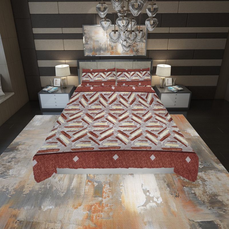 Victoria 450 TC Cotton Queen Printed Flat Bedsheet  (Pack of 1, Brown)