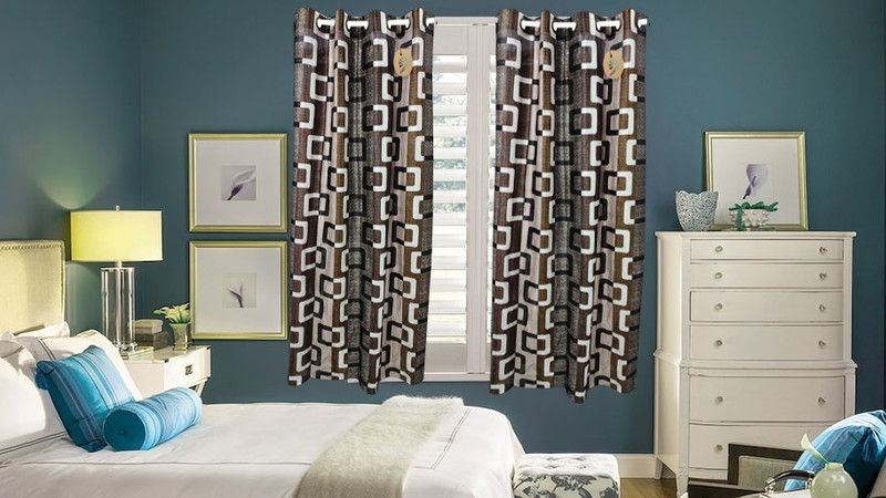 Padmansh 153 cm (5 ft) Polyester Semi Transparent Window Curtain (Pack Of 2)  (Checkered, Brown)