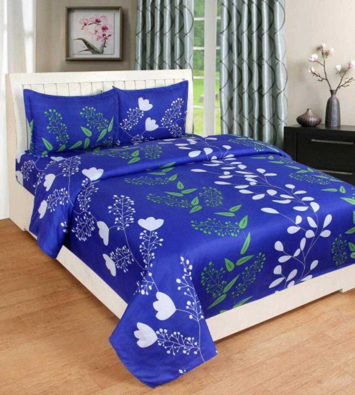 Amit 144 TC Polycotton Double 3D Printed Flat Bedsheet  (Pack of 1, Multicolor)