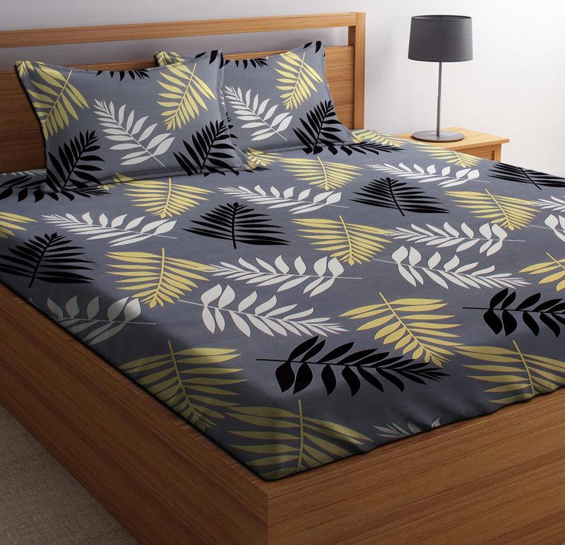 PATWAHOUSE 144 TC Microfiber Double Printed Flat Bedsheet  (Pack of 1, Multicolor)