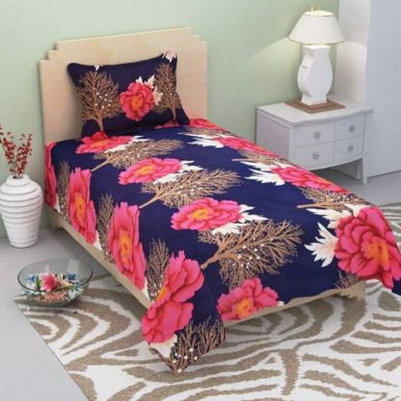 120 TC Microfiber, Cotton Single Bedsheet  (Pack of 1, Pink)