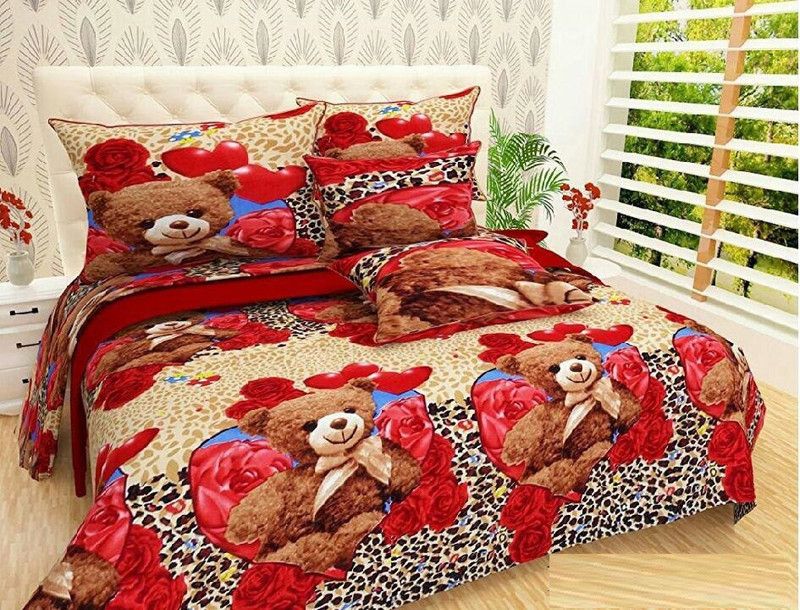 HOMSTIK 144 TC Polycotton Double Printed Flat Bedsheet  (Pack of 3, Multicolor)