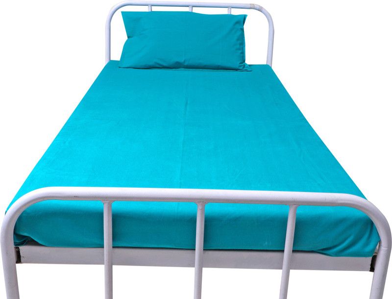 Hi Fashion 30 TC Cotton Single Solid Fitted (Elastic) Bedsheet  (Pack of 1, Light Green)
