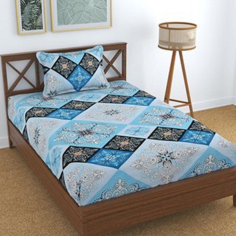 Microfiber Single Bedsheet  (Pack of 1, Blue)