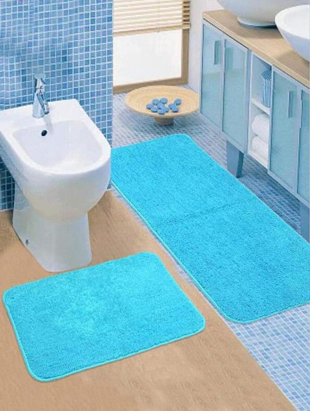 VS TRENDZZZ Microfiber Floor Mat  (Aqua, Free, Pack of 2)