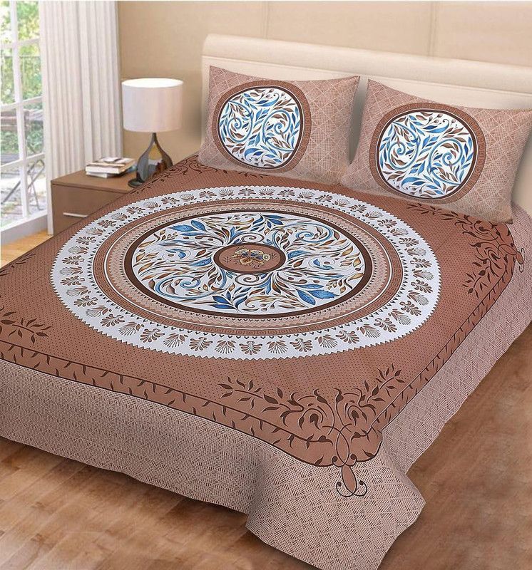 CERVUS 160 TC Cotton Double Printed Flat Bedsheet  (Pack of 1, Multicolor2)