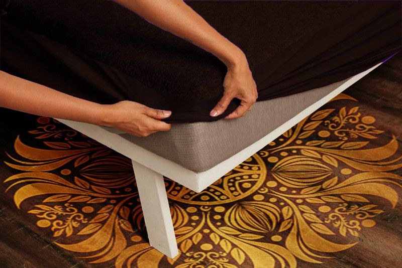 VYBBA Fitted Single Size Waterproof Mattress Cover  (Brown)
