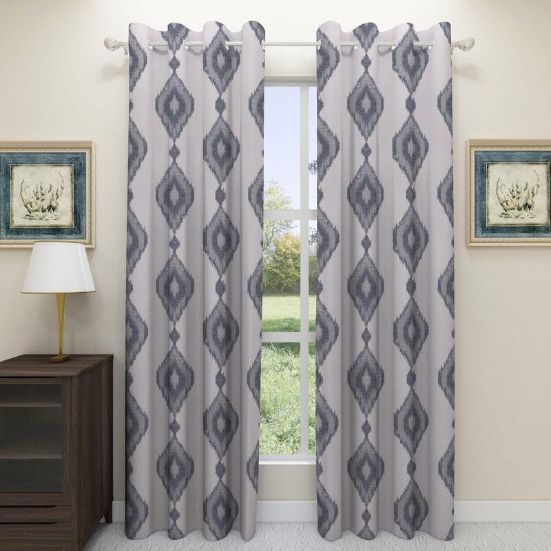 Floating Walls Furnishings 275 cm (9 ft) Polyester, Jacquard Blackout Long Door Curtain (Pack Of 2)  (Abstract, Grey)