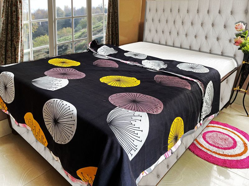 GRINAF Floral Single Dohar for AC Room  (Cotton, Black)