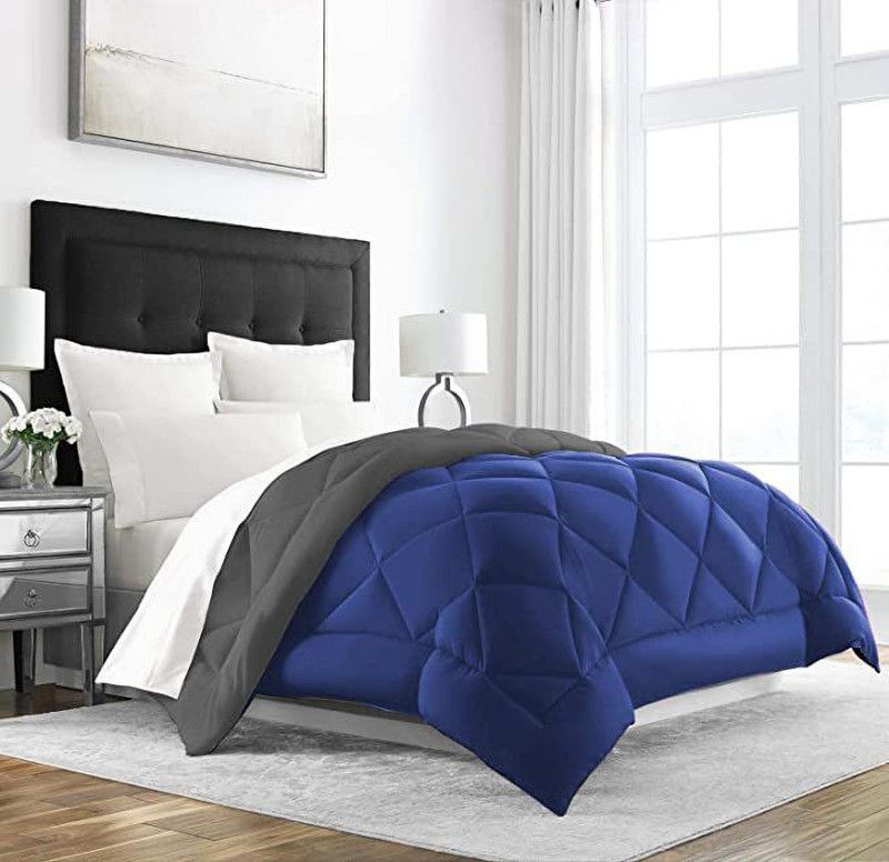 JP SHINE Solid Single Comforter for Heavy Winter  (Poly Cotton, Navy Blue & Grey)
