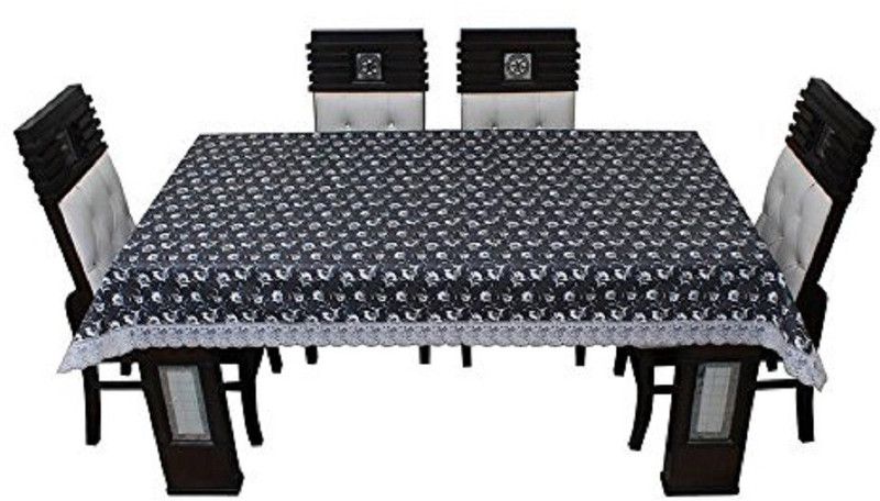 KingMatters Floral 6 Seater Table Cover  (Grey, White, PVC)