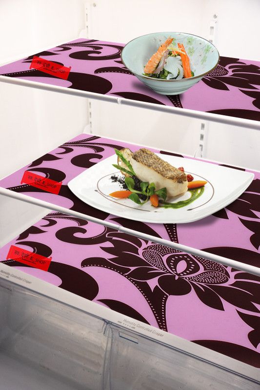 DECOR EMPORIA Fridge Mat  (Width: 28 cm, BLACK, PINK)