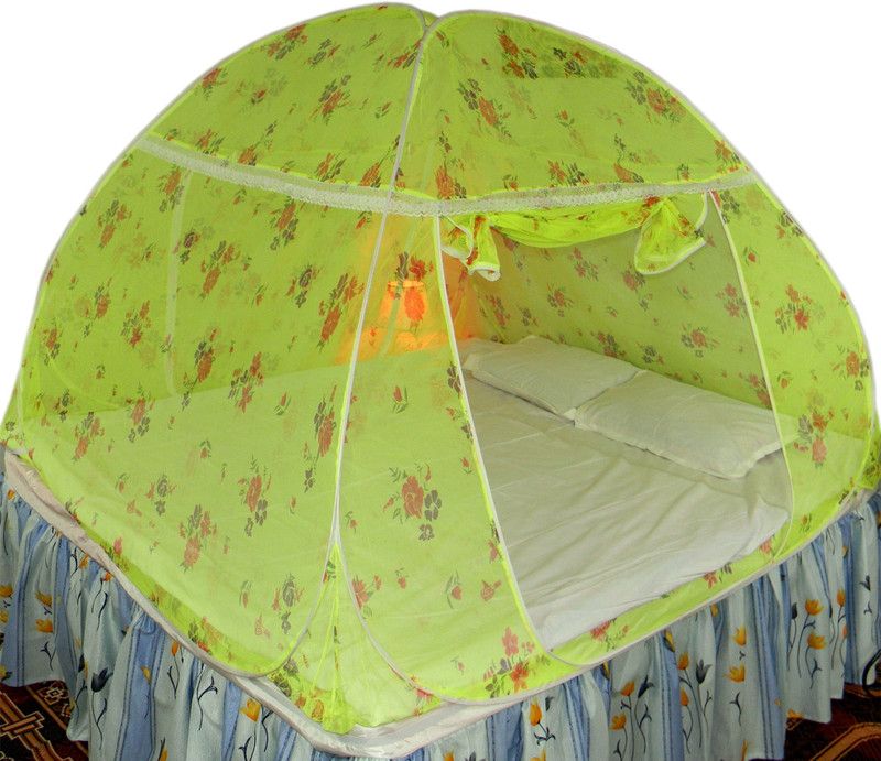 HEALTHY SLEEPING Polyester Adults Washable Double Bed Mosquito Net  (Green, Tent)