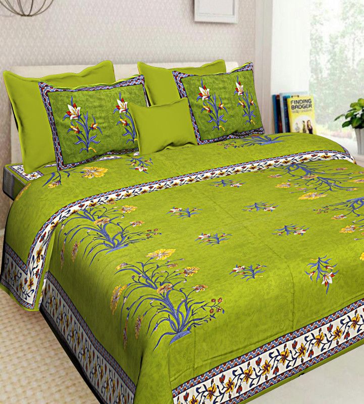 siddhanam 144 TC Cotton Double Floral Flat Bedsheet  (Pack of 1, Multicolor)