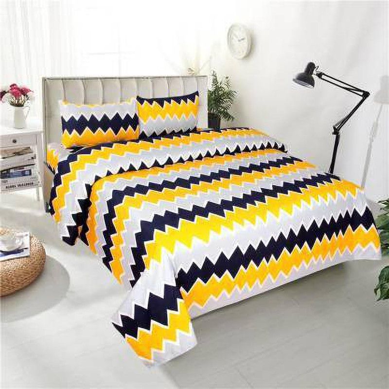DURGA INTERNATIONAL 140 TC Microfiber Double Self Design Flat Bedsheet  (Pack of 1, Multicolor2)