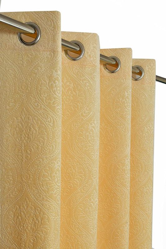 kiara Creations 182 cm (6 ft) Velvet Room Darkening Shower Curtain (Pack Of 2)  (Abstract, Cream)