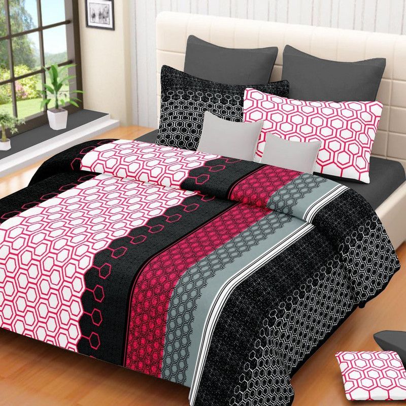 IWS 144 TC Cotton Double Printed Flat Bedsheet  (Multicolor)