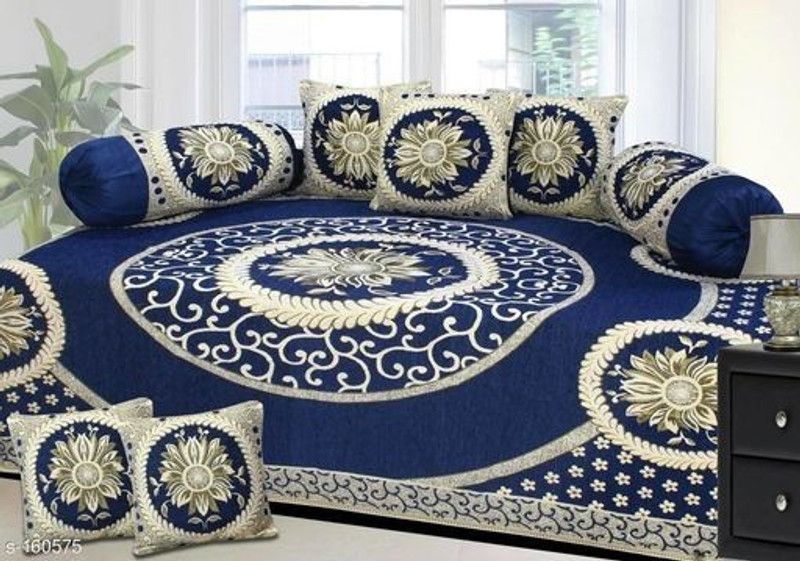 SIDDHIVINAYAK HOME DÉCOR Chenille Floral Diwan Set  (Multicolor)