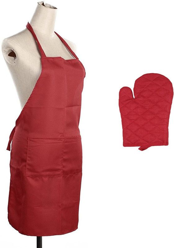 HFI Red Polyester, Cotton Kitchen Linen Set  (Pack of 2)